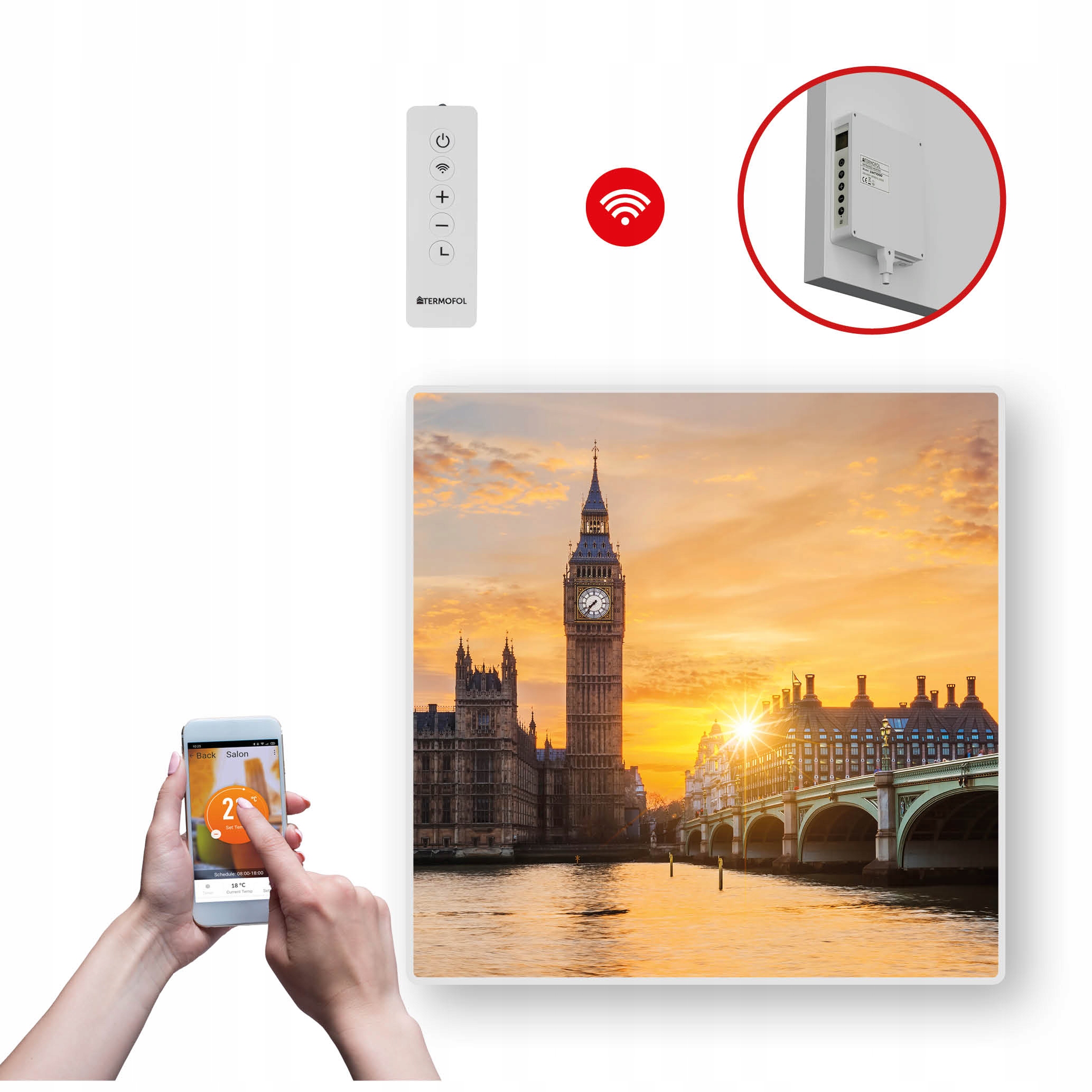 Dekoračný infračervený Ohrievací Panel s výkonom 350 W a Wifi