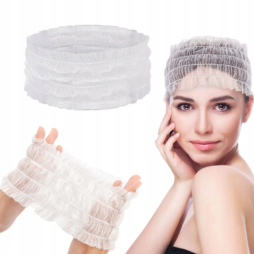 Biała Opaska kosmetyczna włókninowa jednorazowa ZESTAW 10 sztuk