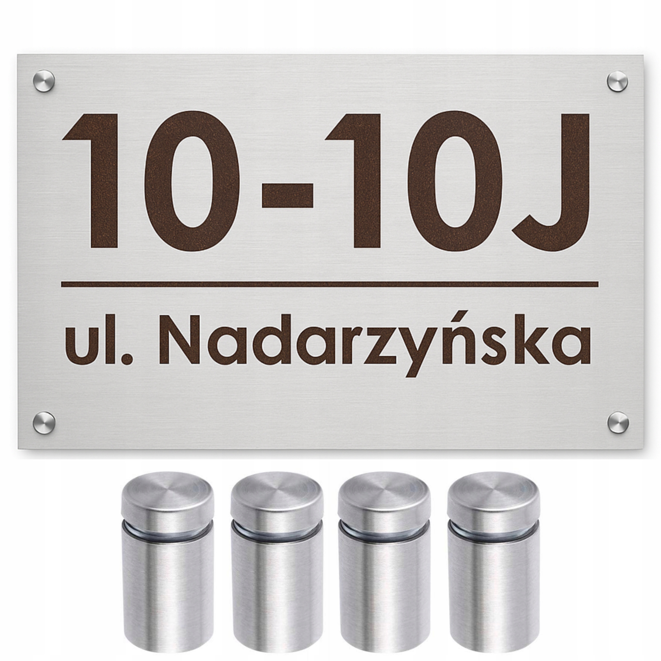 Adresní štítek Premium Nerezová Ocel (laser) s číslem domu, hnědý