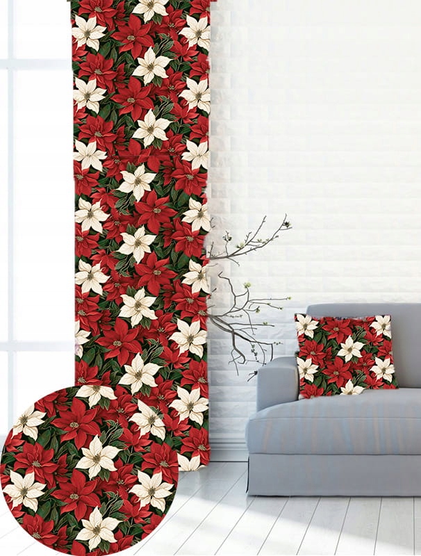 Závěsy hotové na míru oka a páskou Vánoční zahrada