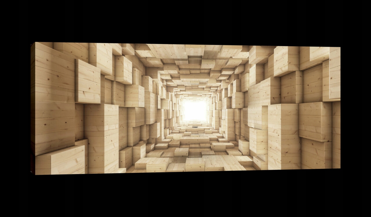 Obraz 145x45 Tunel 3D dřevěný abstrakce geometrie perspektiva hloubka