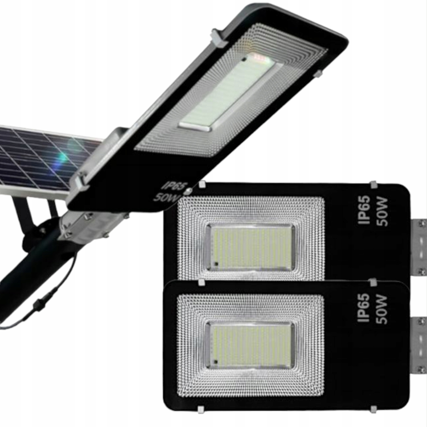 3X Lampa Solarna Led 50W Latarnia Uliczna Ogrodowa Czujnik Zmierzchu Uchwyt