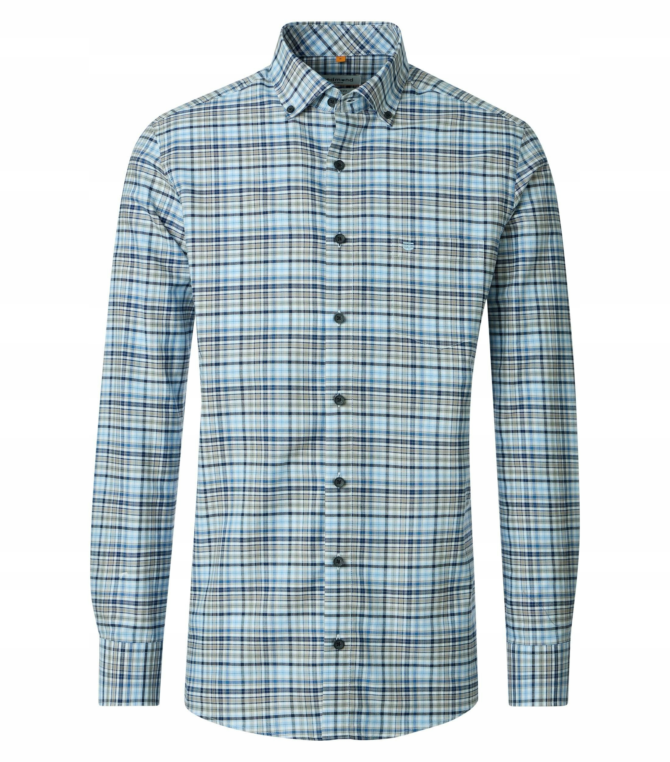 Redmond Velké Rozměry Košile Casual Mřížka Modrá Dlouhý Rukáv 3XL 154 cm