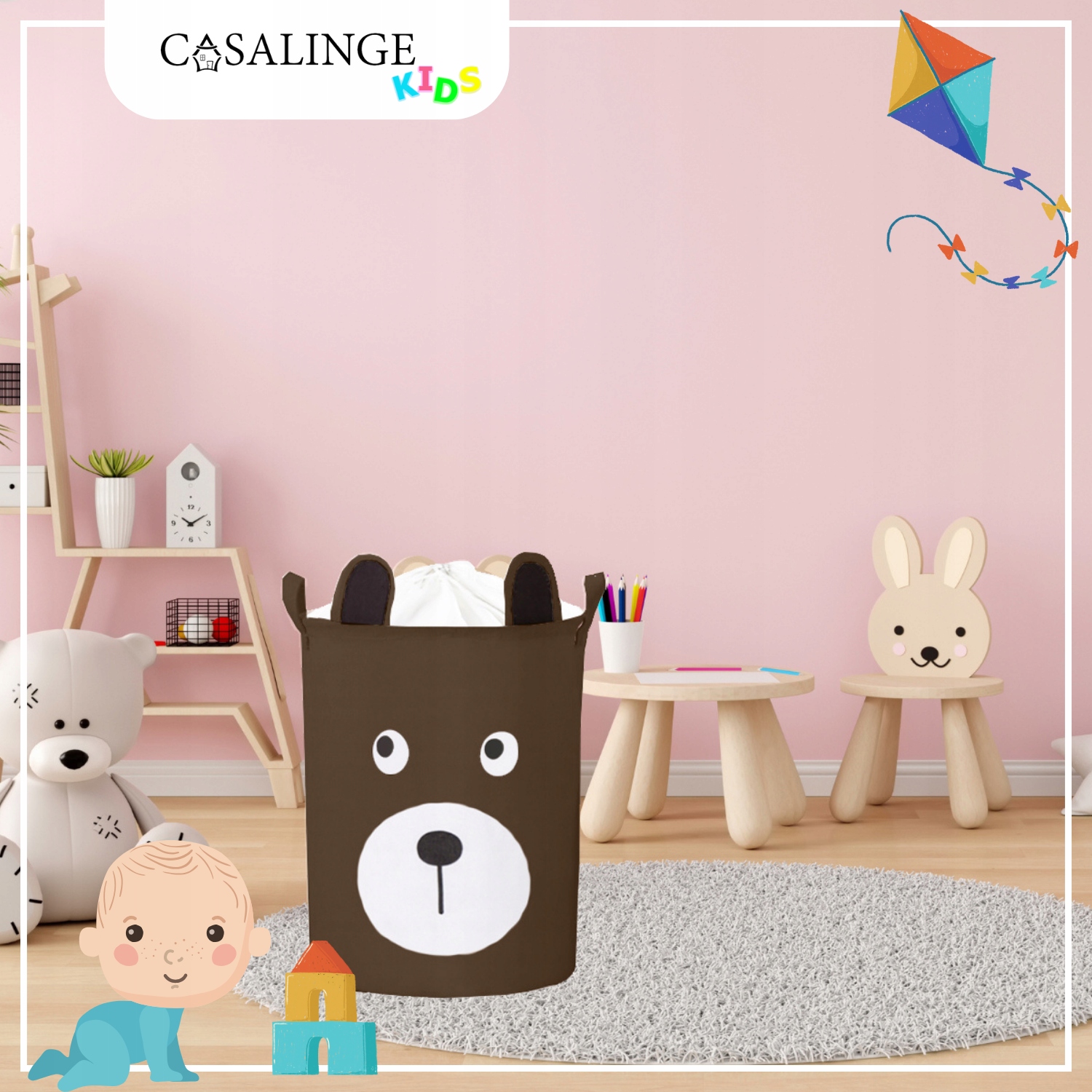 KOSZ NA ZABAWKI PRANIE BIEZLINE DUZY ZAMYKANY POJEMNIK ORGANIZER PREMIUM XL Wysokość mebla 45 cm