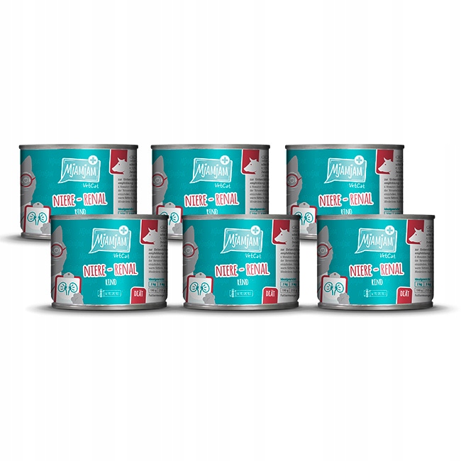 Levně Mjamjam Vet Renal Rind hovězí maso 6 x 200 g