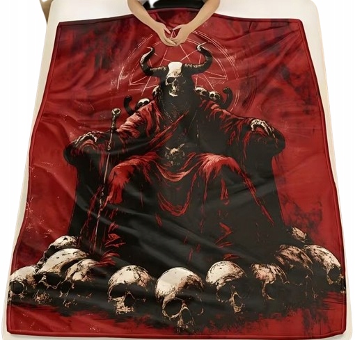 Deka Baphomet Okultyzmus Lebky Pentagram Satanizm Plyšová Deka 150x200
