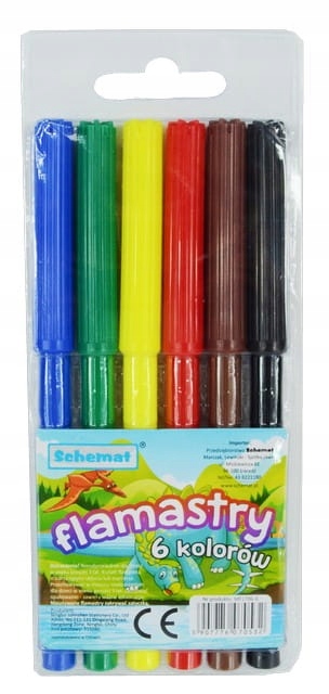 FLAMASTRY 6 kolorów mazaki pisaki