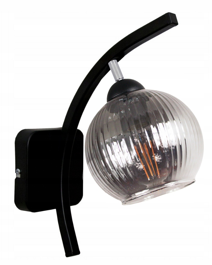 Nástěnné svítidlo černá lampa Rýhované Průhledné na kloubu