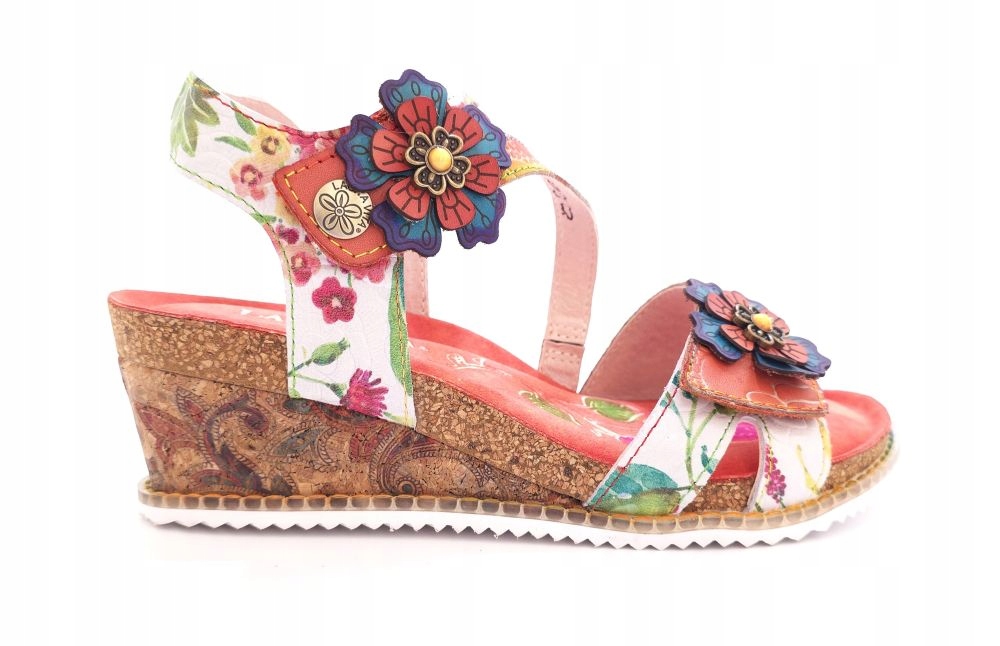 Dámské sandály na klínku na suchý zip Laura Vita Bonito 32 Orange, velikost 37