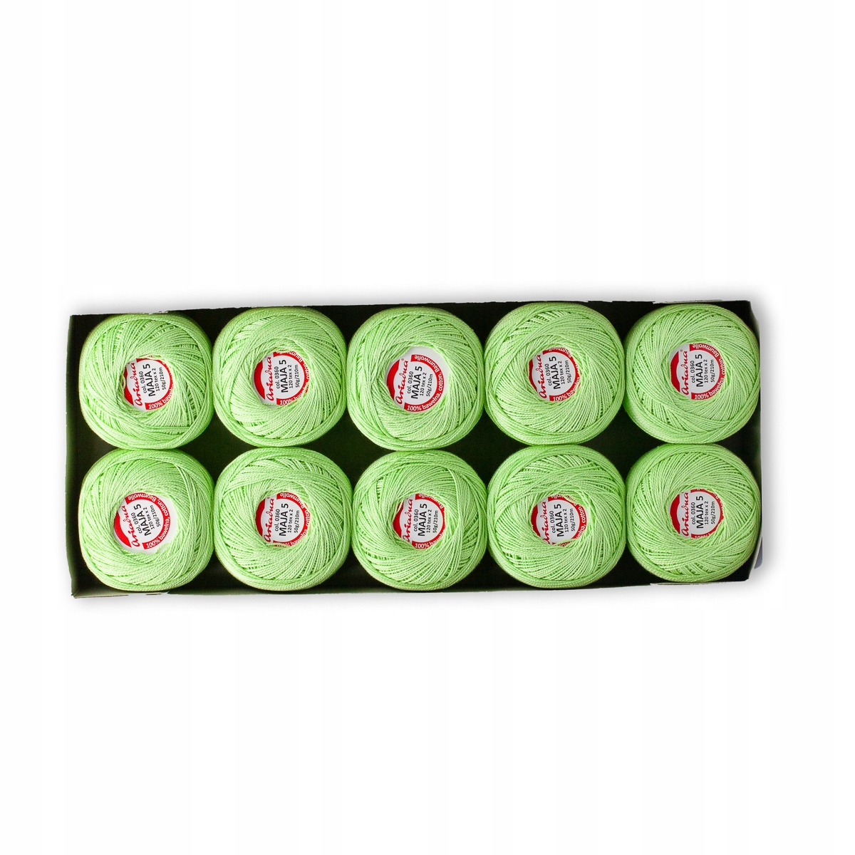 Háčkovací Příze Mája 5 zelený kol. 360 10 Ks