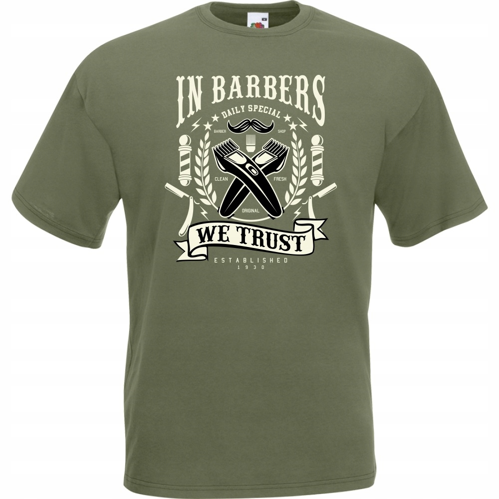 

Koszulka barber wąsy maszynka brodacz M oliwkowa