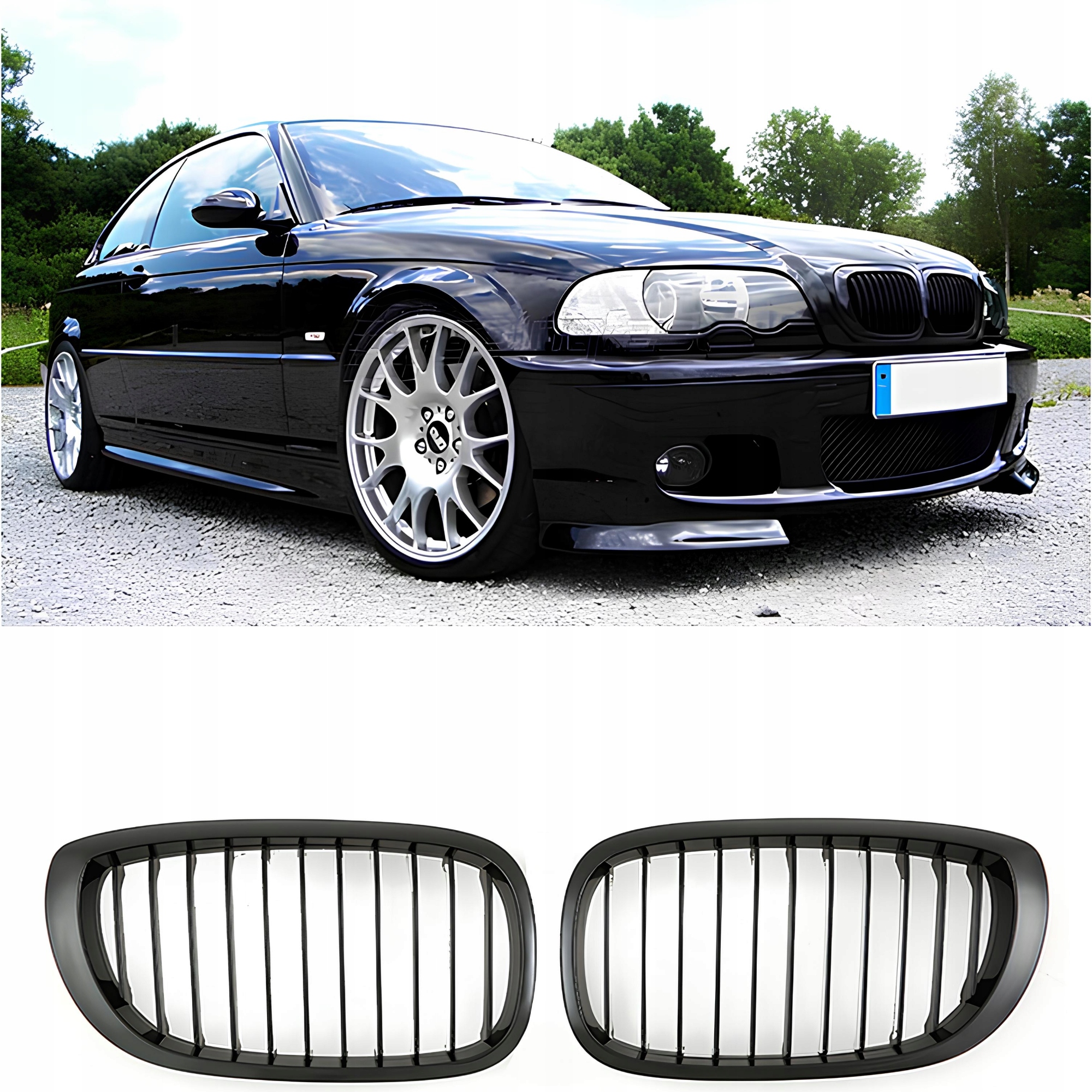 Atrapa Grill Bmw řady 3 E46 Coupe LCI (2002–2005) Černý Lesk 1 žebro