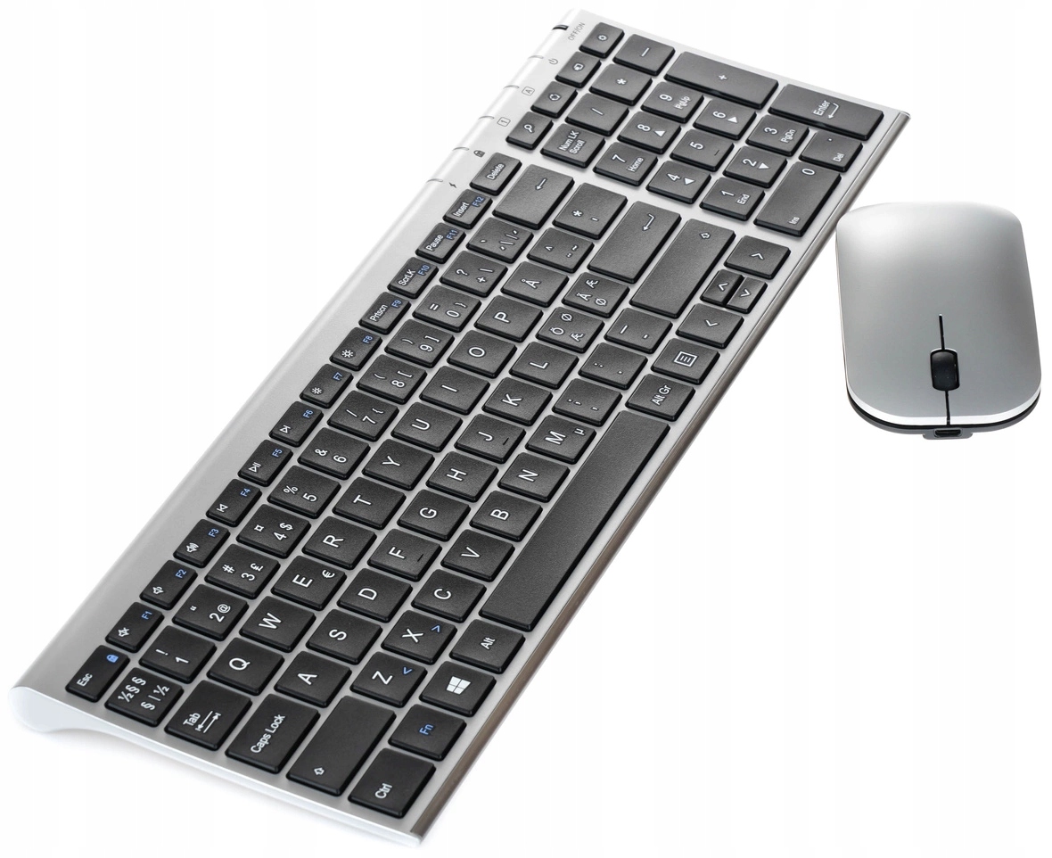 Bezprzewodowy zestaw Premium Usb 2.4GHz klawiatura Slim +myszka Qwerty Nord