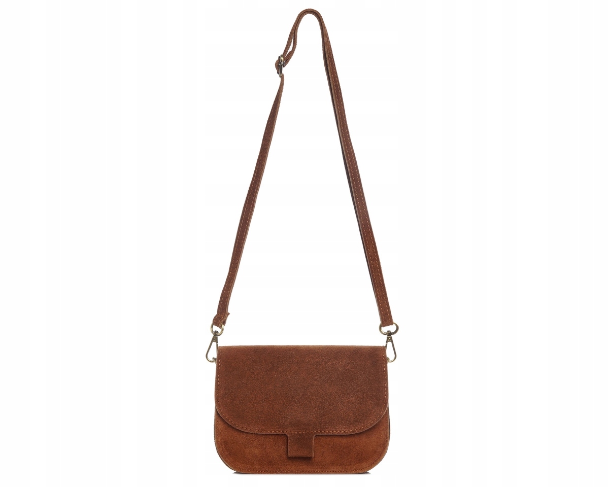 Italská Kožená Kabelka Přes Rameno Solome Capri Hnědá Koňak Semišová