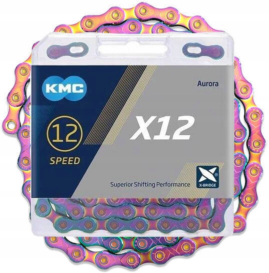 Řetěz na kolo Kmc X12 12rz 126 Aurora oilslick duhový spojka Box