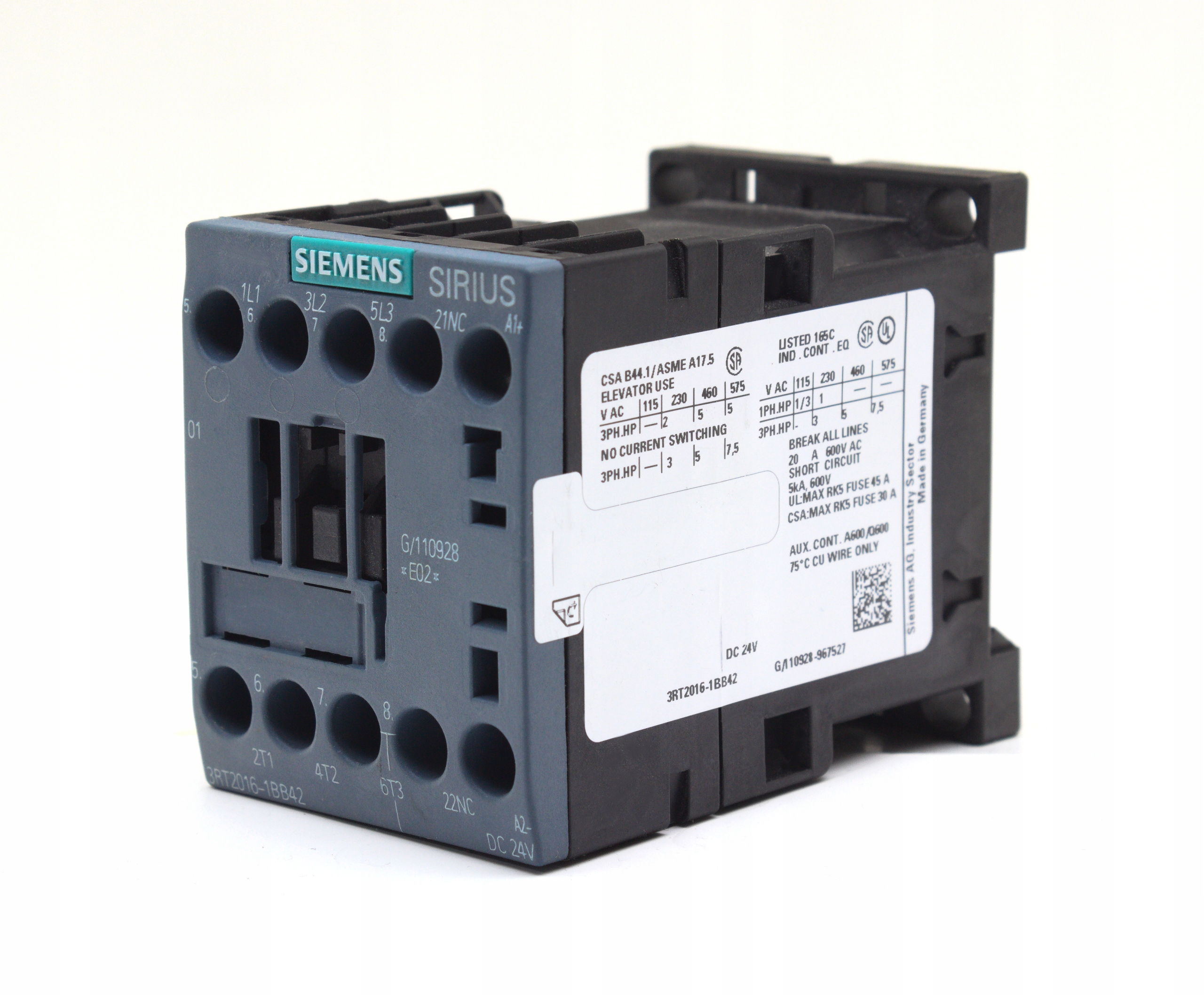 Stycznik Siemens 3RT2016-1BB42