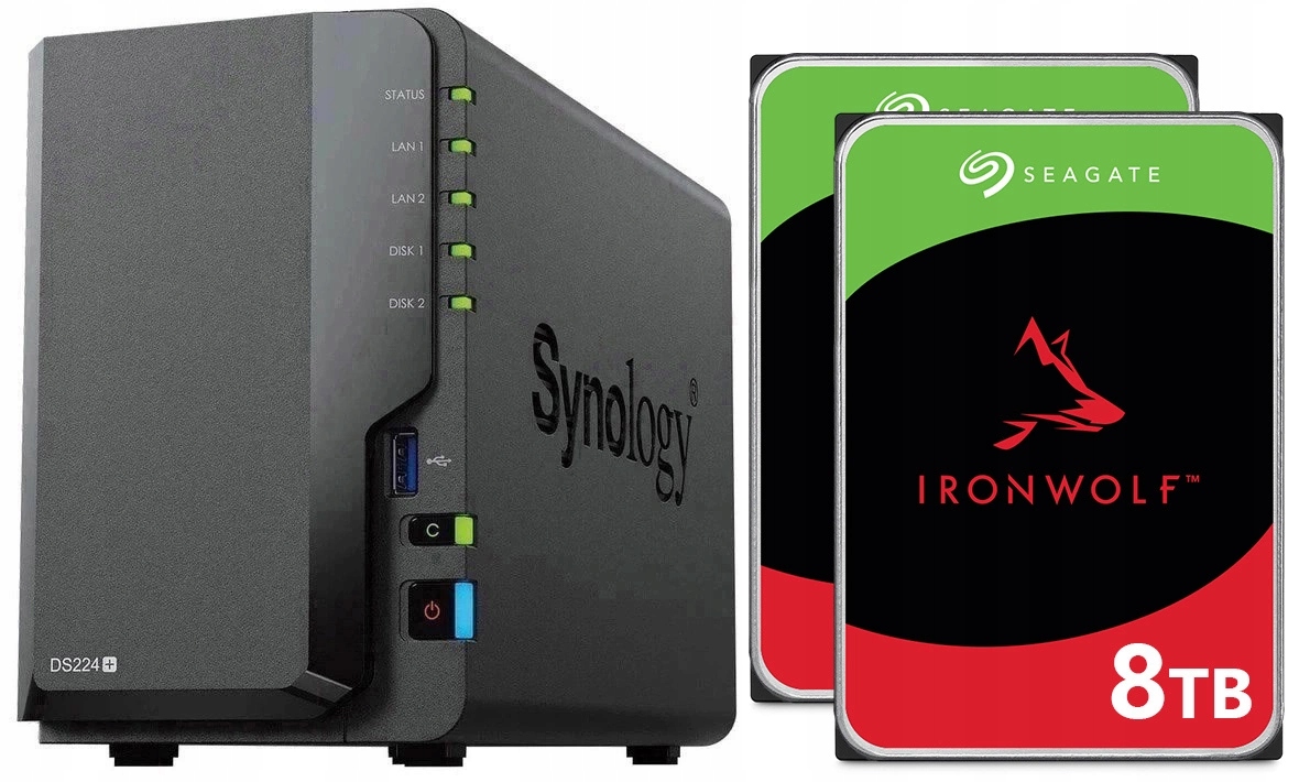 Nas server Synology DiskStation DS224+ 16TB (2x8TB) Seagate IronWolf Pro