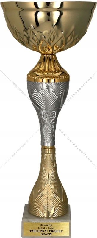 

Wysoki złoty puchar 35cm w tabliczka