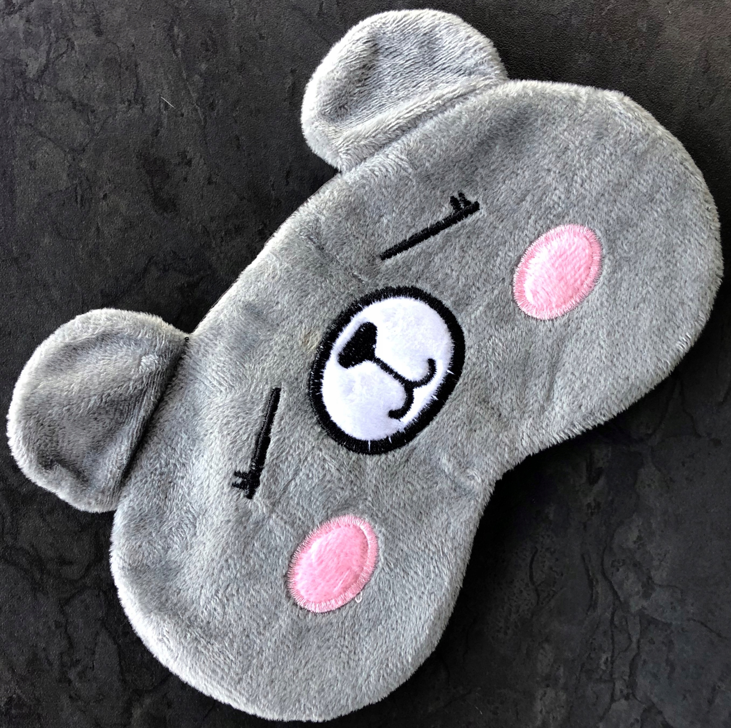 MASKA OPASKA NA OCZY DO SPANIA SNU RELAKSU miś misiek szary OLDMAN PLUSZOWA Wzór dominujący zwierzęcy