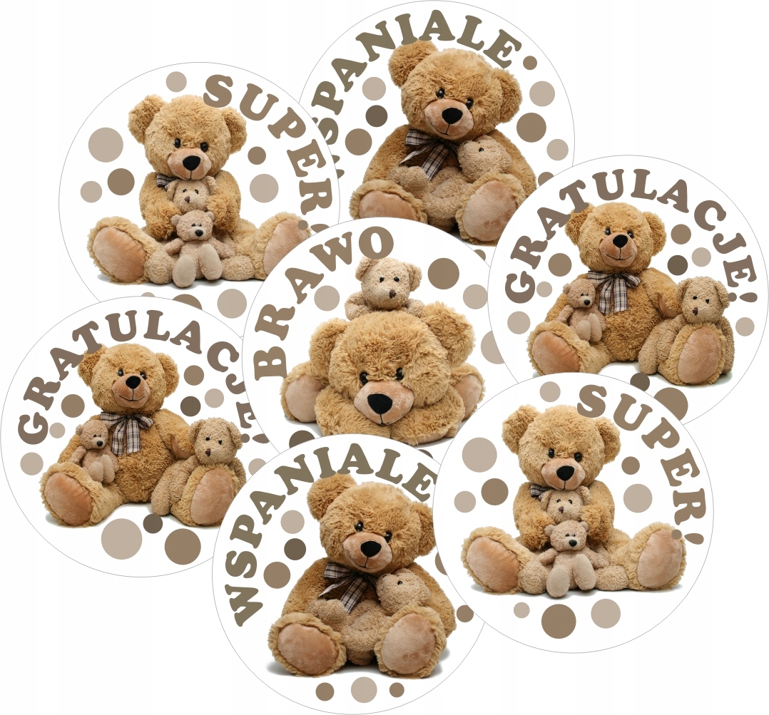 

Naklejki motywacyjne dla dzieci 3cm 54szt. Misie 1