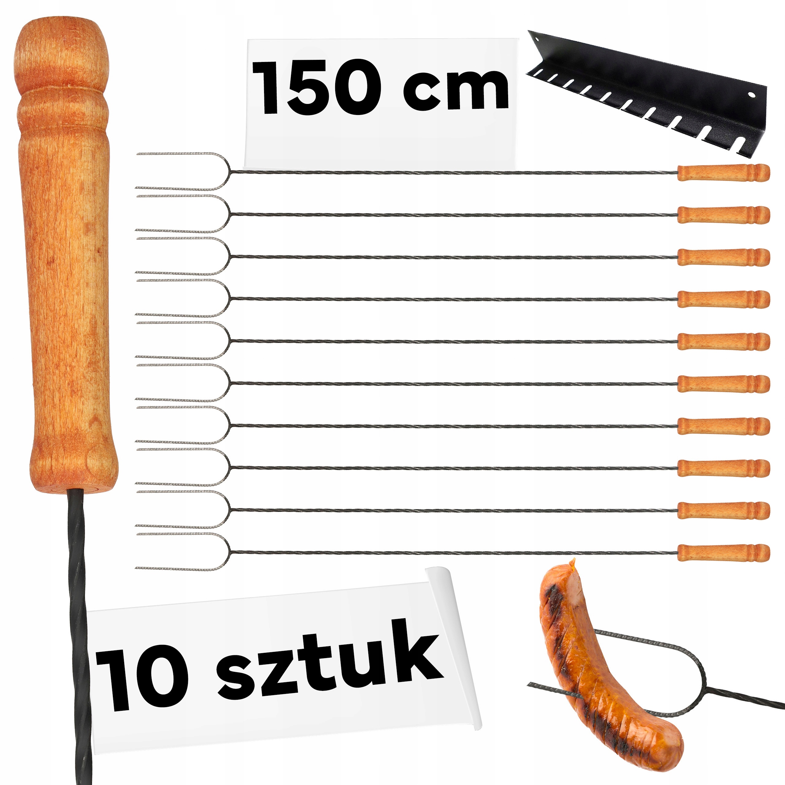 Kije do ogniska widełki do grilla kijki 150 cm 10szt zestaw grillowy uchwyt