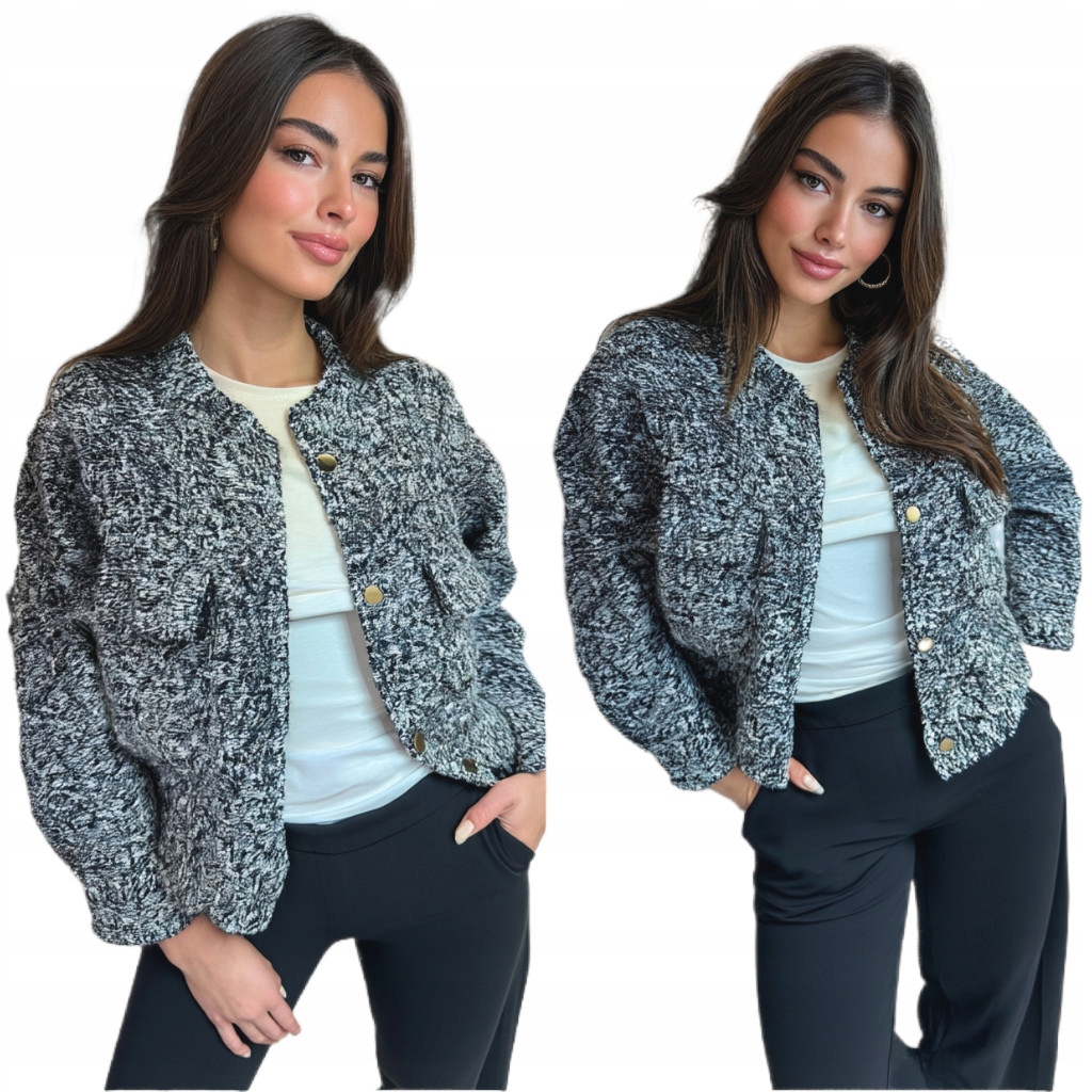 Dámská Bomber Vlněná Módní Teplá Přechodová Bunda Oversize Černá Un