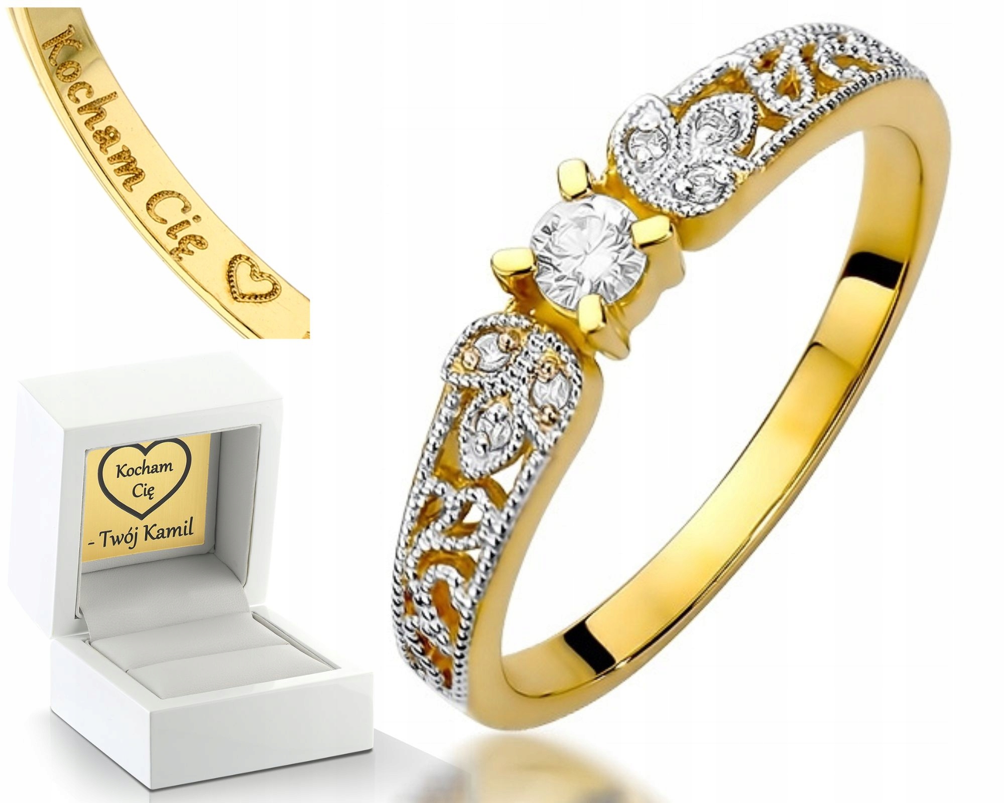 Zlatý Prstýnek S Brilianty Gravírování Bonus 585 Zlato Jako Dárek