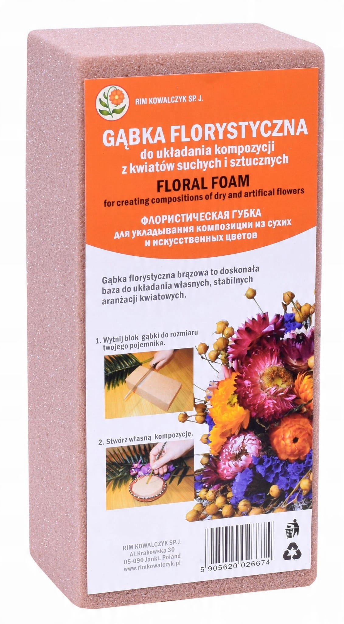 

Gąbka Florystyczna Sucha Stroik Sztuczne Kwiaty