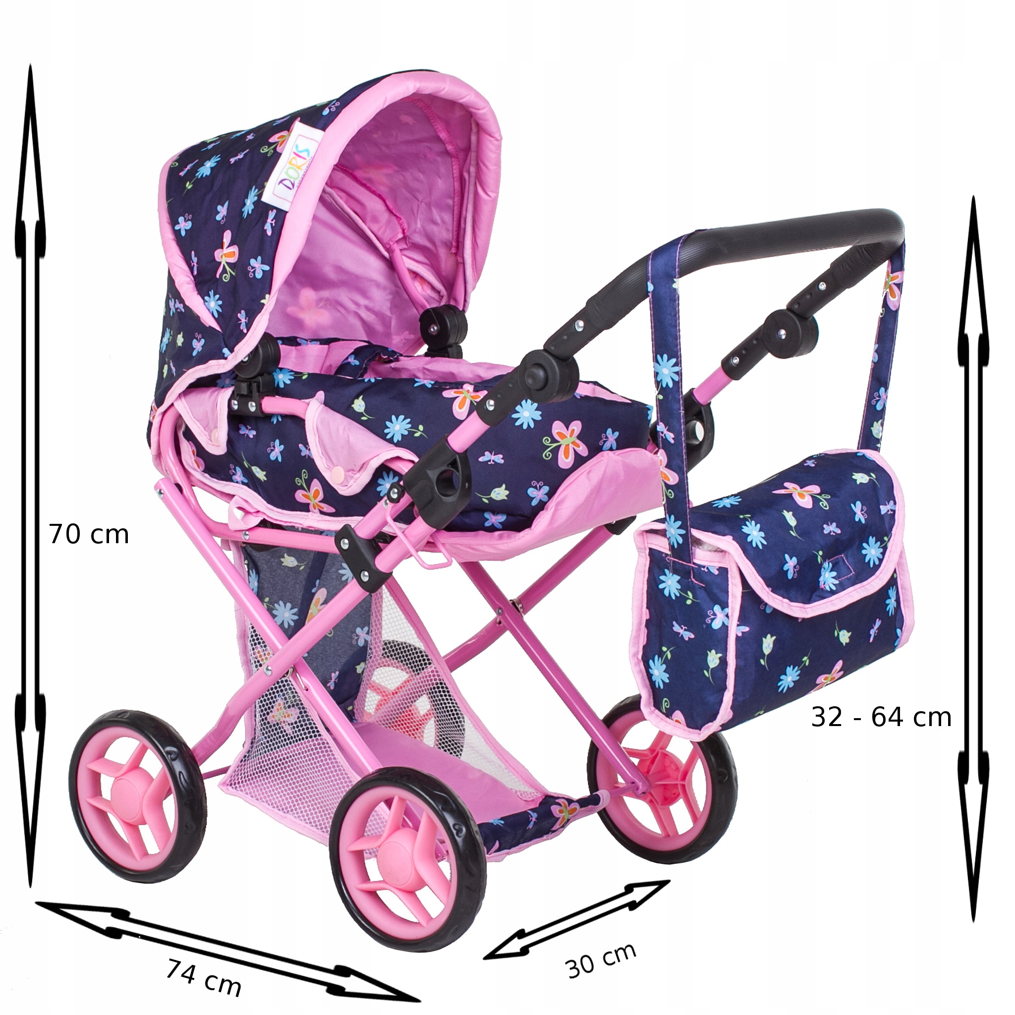 DORIS WÓZEK DLA LALEK 3w1 SPACERÓWKA GONDOLA Szerokość produktu 36 cm