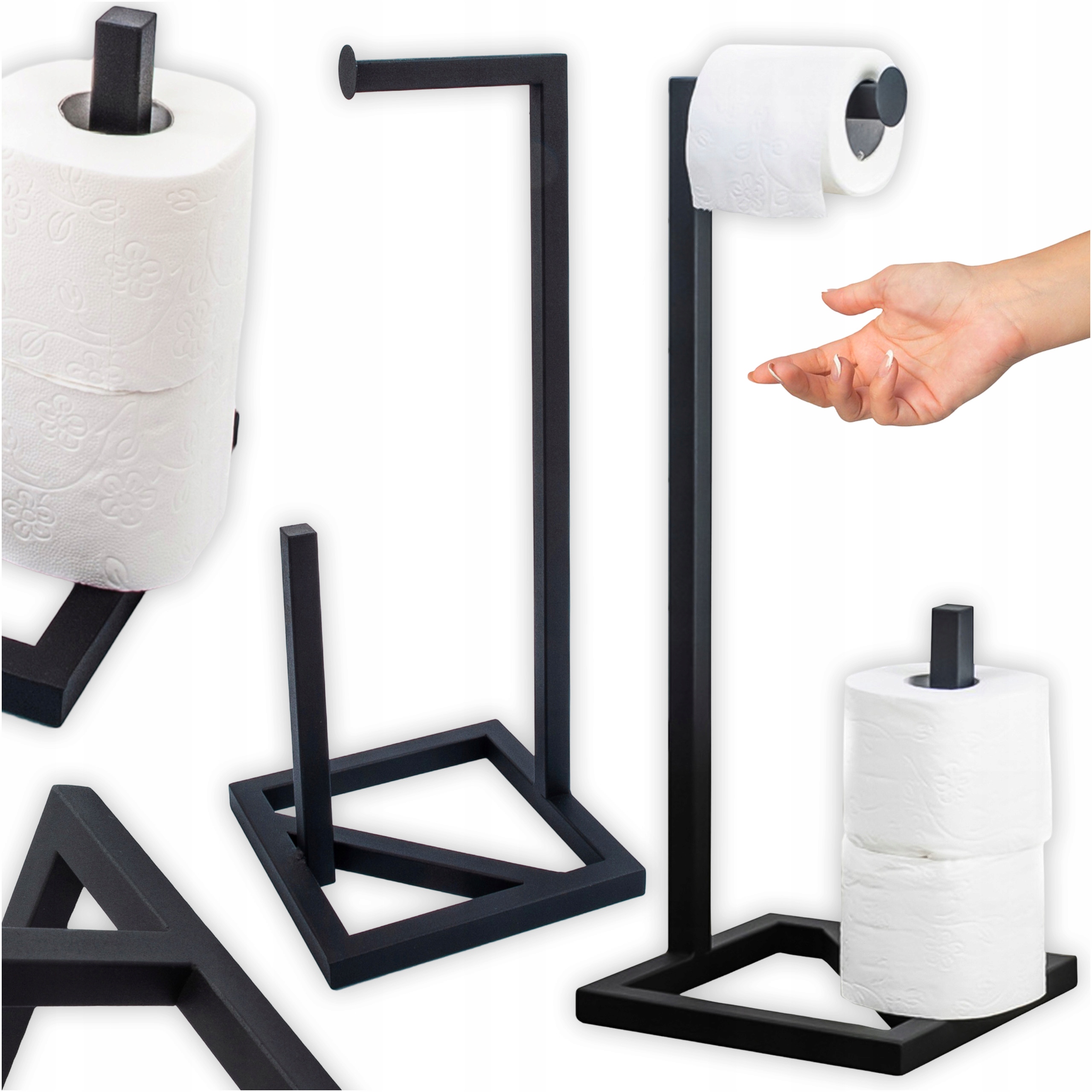 Držák Na Toaletní Papír Černý Kovový Loft Odolný 55 CM