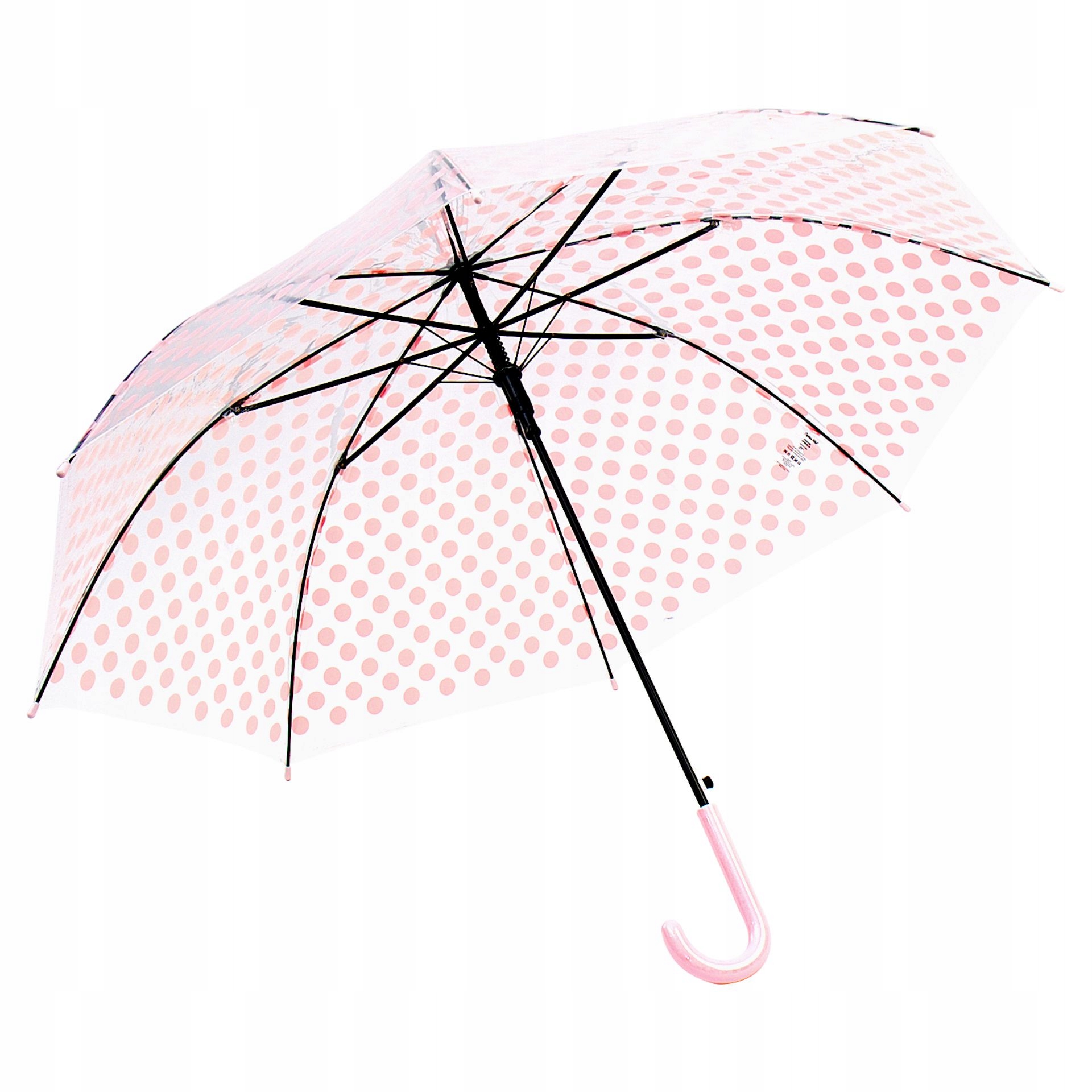 

Parasol transparentny w kropki różowy Captain Mike
