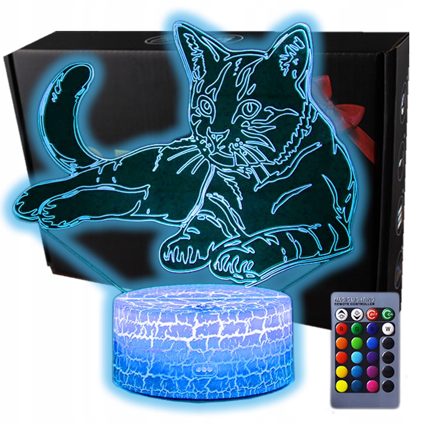 

Lampka 3D nocna led usb + pilot na prezent Kot