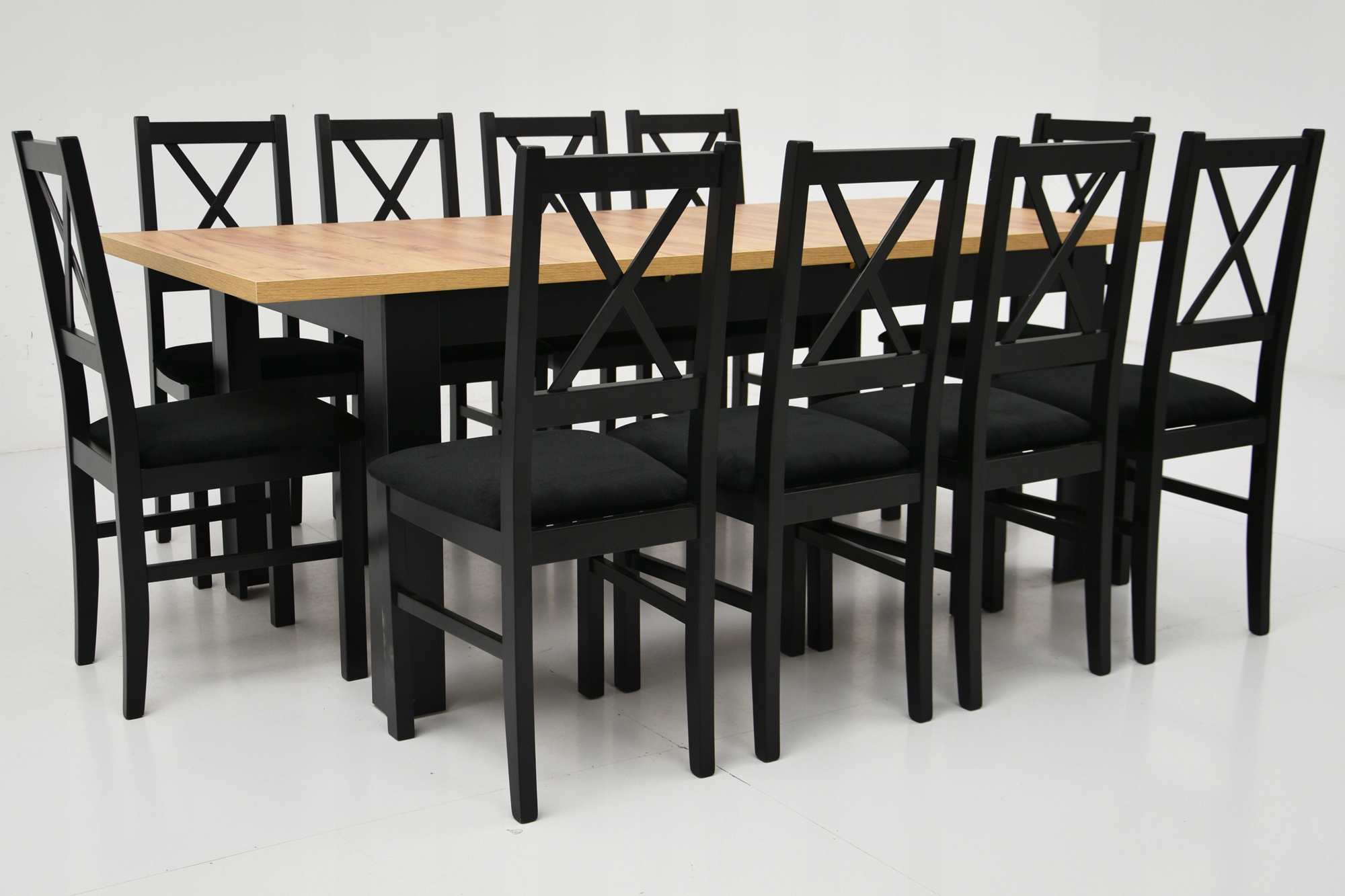 10 DREWNIANYCH krzeseł i Rozkładany stół do SALONU Kod producenta N-10 + C-14