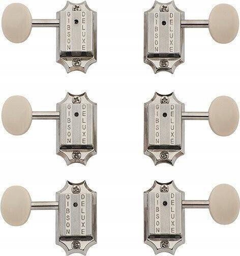 Gibson Deluxe White Button Tuner Set, Vintage Nickel – sada klíčů
