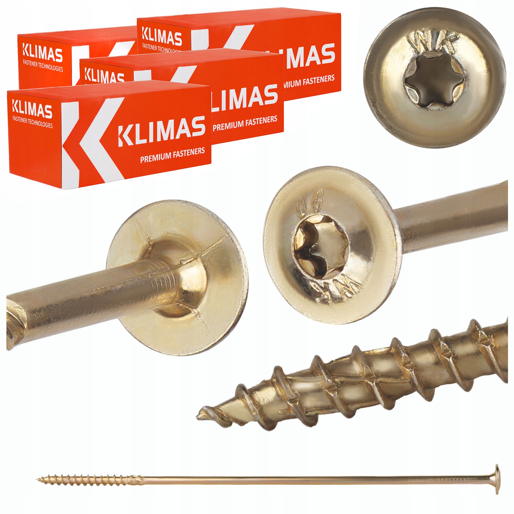 Tesárske skrutky Torx 10x380 mm 100 ks tanierové na drevo Klimas Wkcp