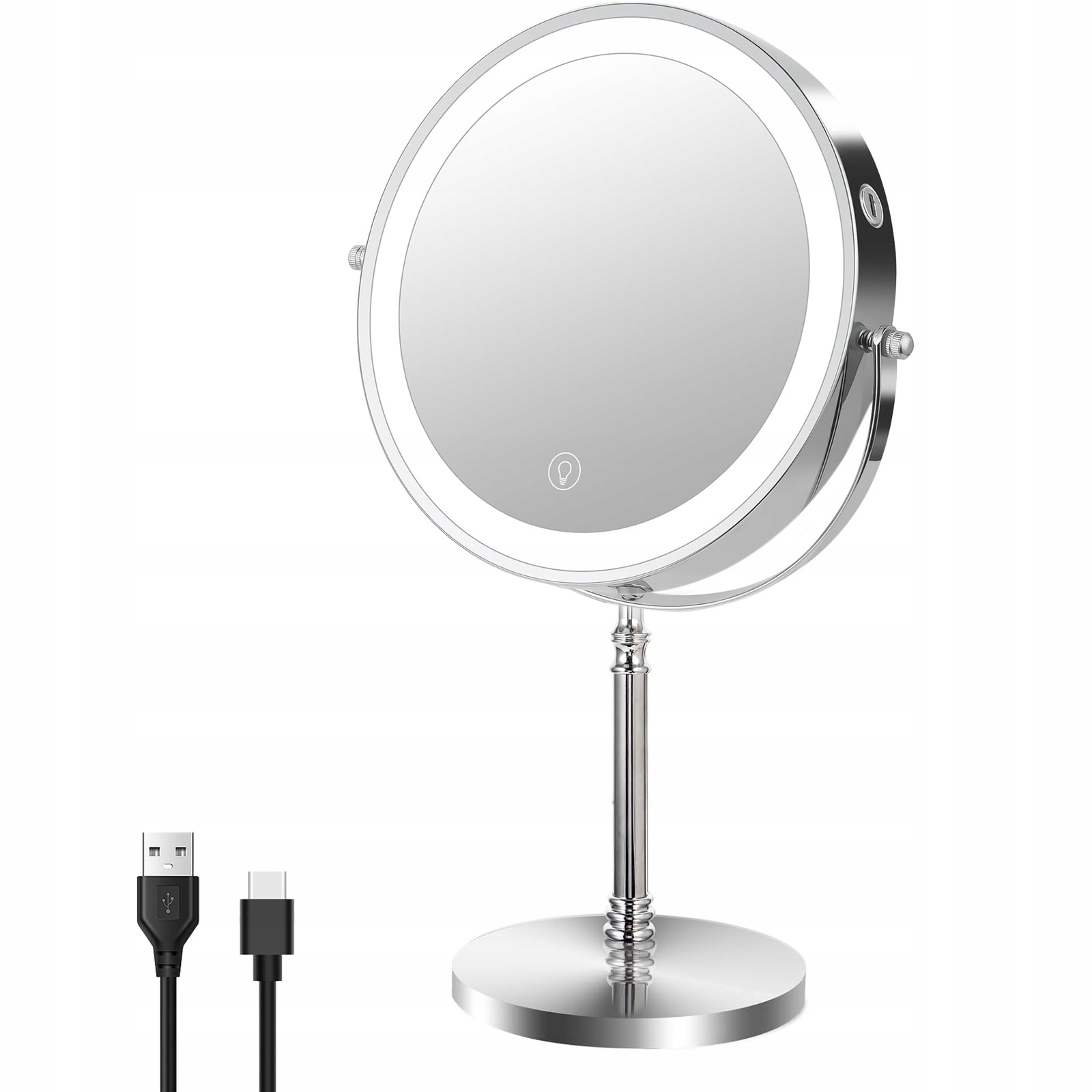 10X Kosmetické Zrcátko Pro Líčení, Podsvícené, Zvětšovací Led, stojící