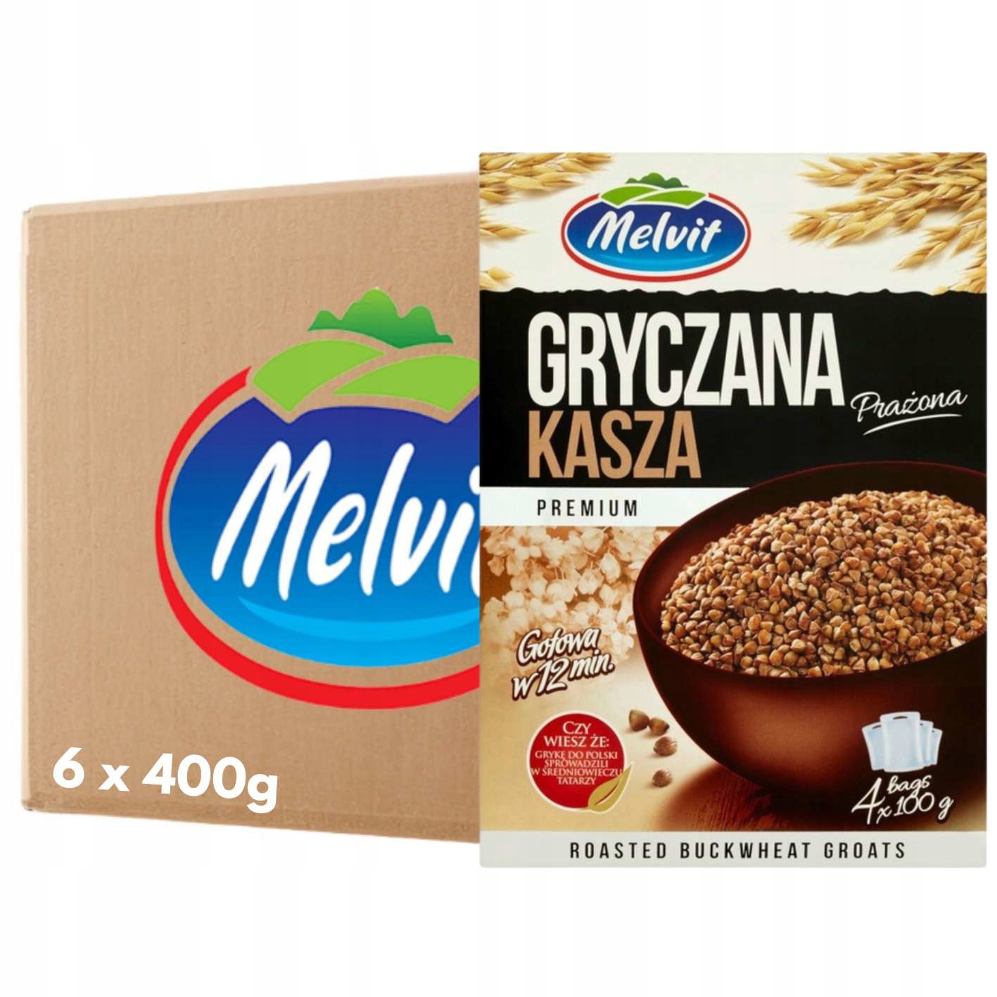 Levně Melvit Premium Pohanková kaše pražená 400 g (4 sáčky) x 6 kusů