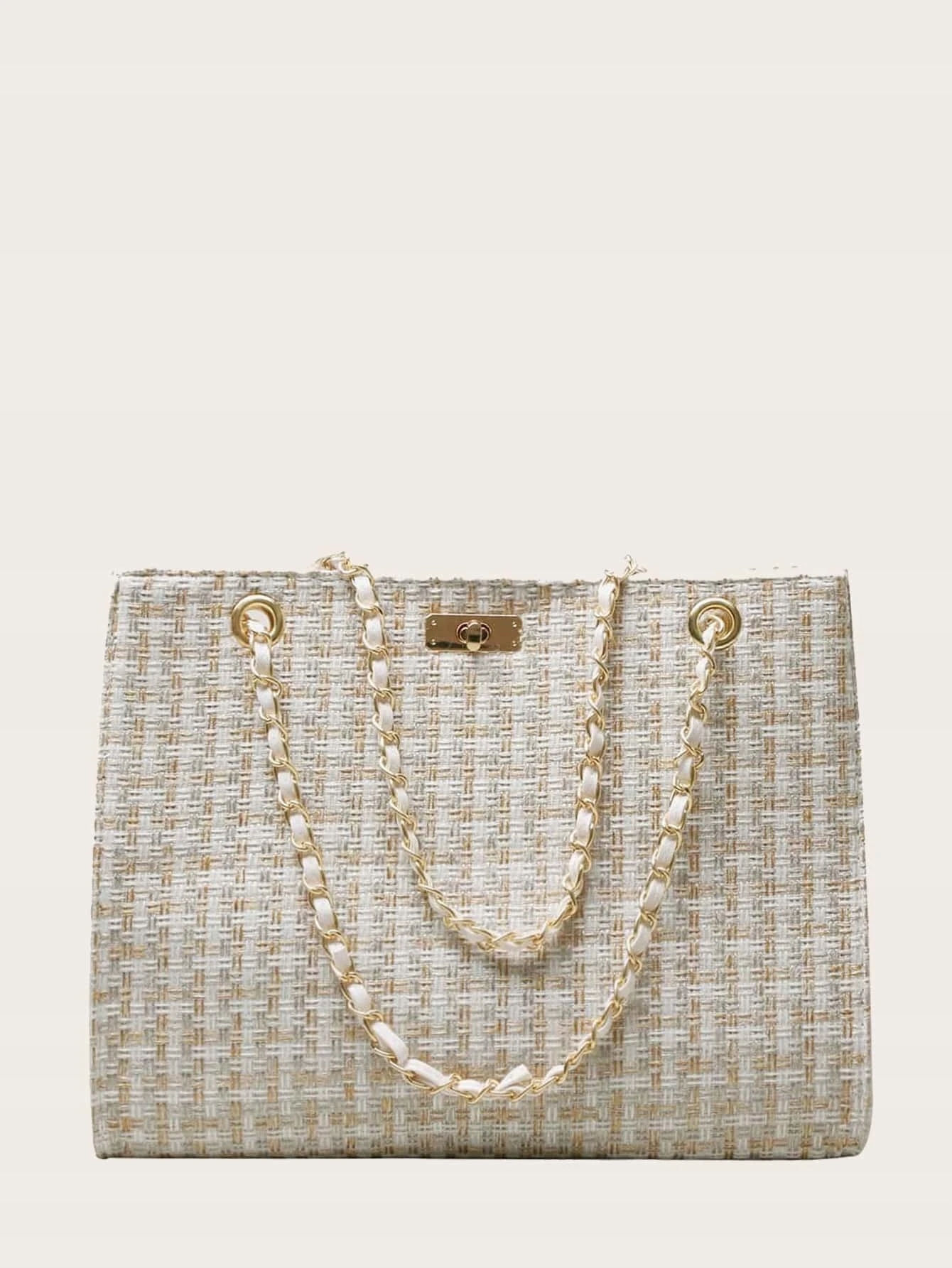 SHEIN BIAŁO ZŁOTA TOREBKA TWEEDOWA Z ŁAŃCUSZKIEM 10373 Marka Shein