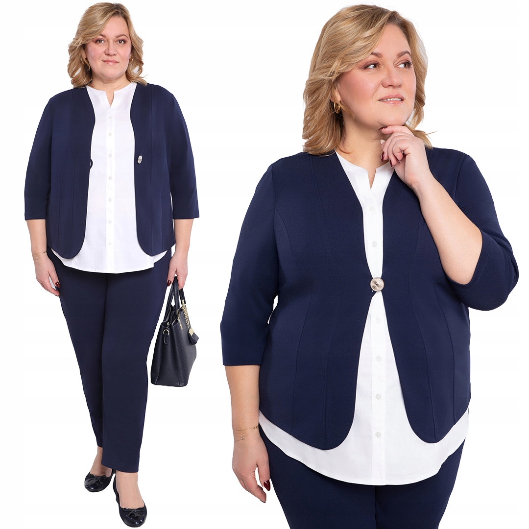 Tmavě modrá krátká sako s rukávem 3/4 52