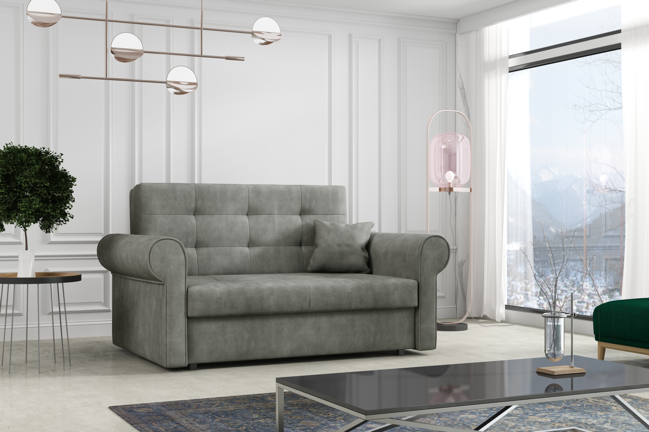 

pikowana sofa Viva II Silver wybór tkanin kanapa