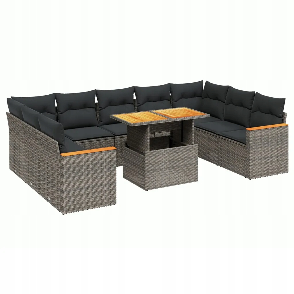 Set zahradního nábytku technorattan vidaXL šedý 10 el.