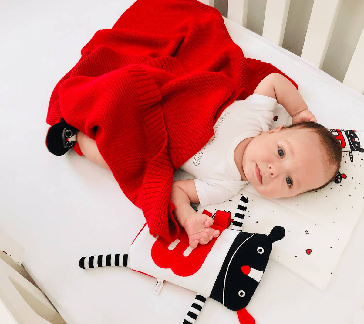 Bambusowy kocyk czerwień 80x100 cm Lullalove Długość 80 cm