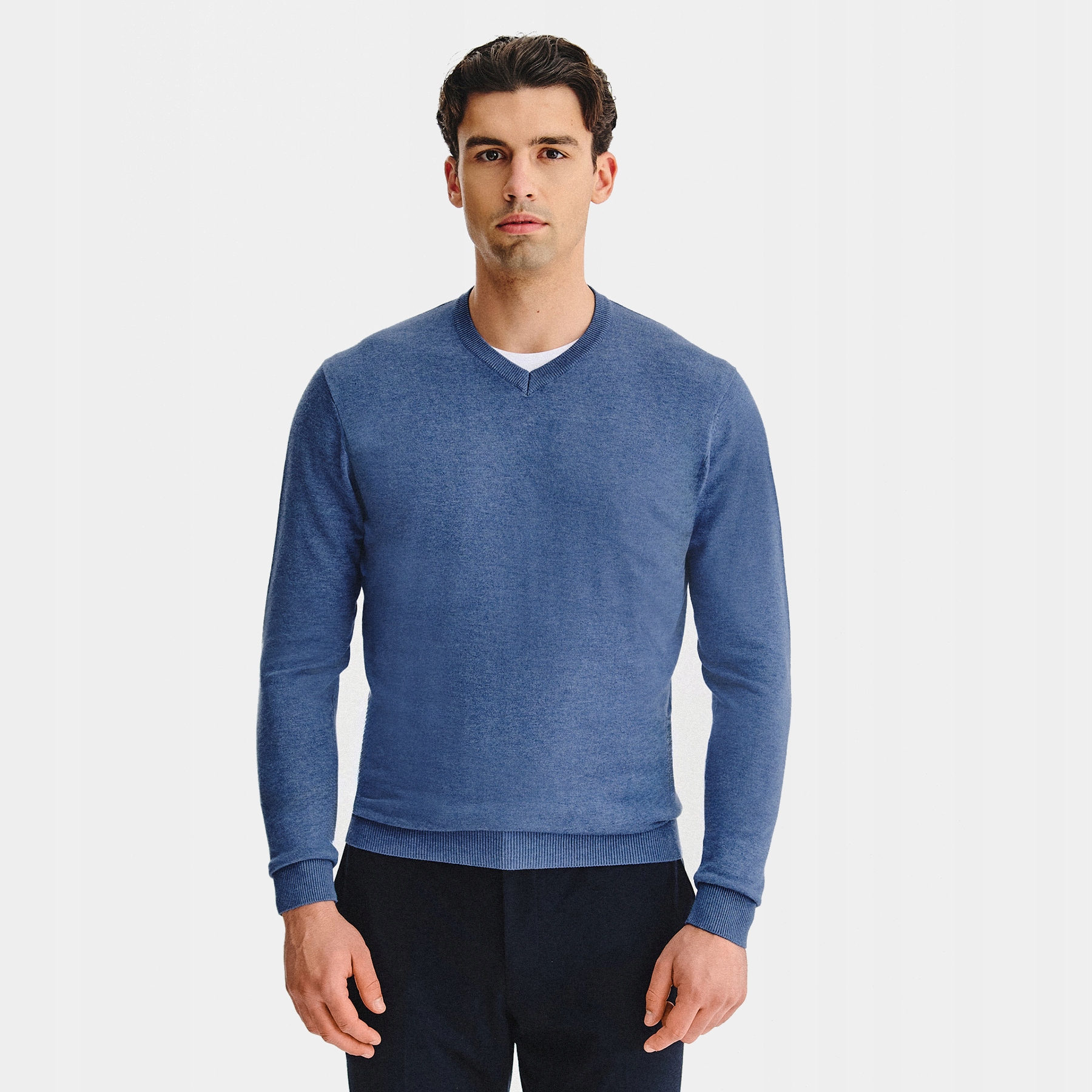 Pánský svetr v-neck v modré barvě Pako Lorente vel XL