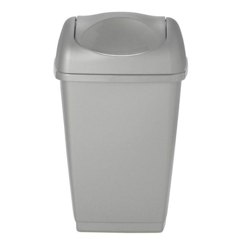 Levně Koš na odpadky Riff s víkem 40 l šedý kancelářský