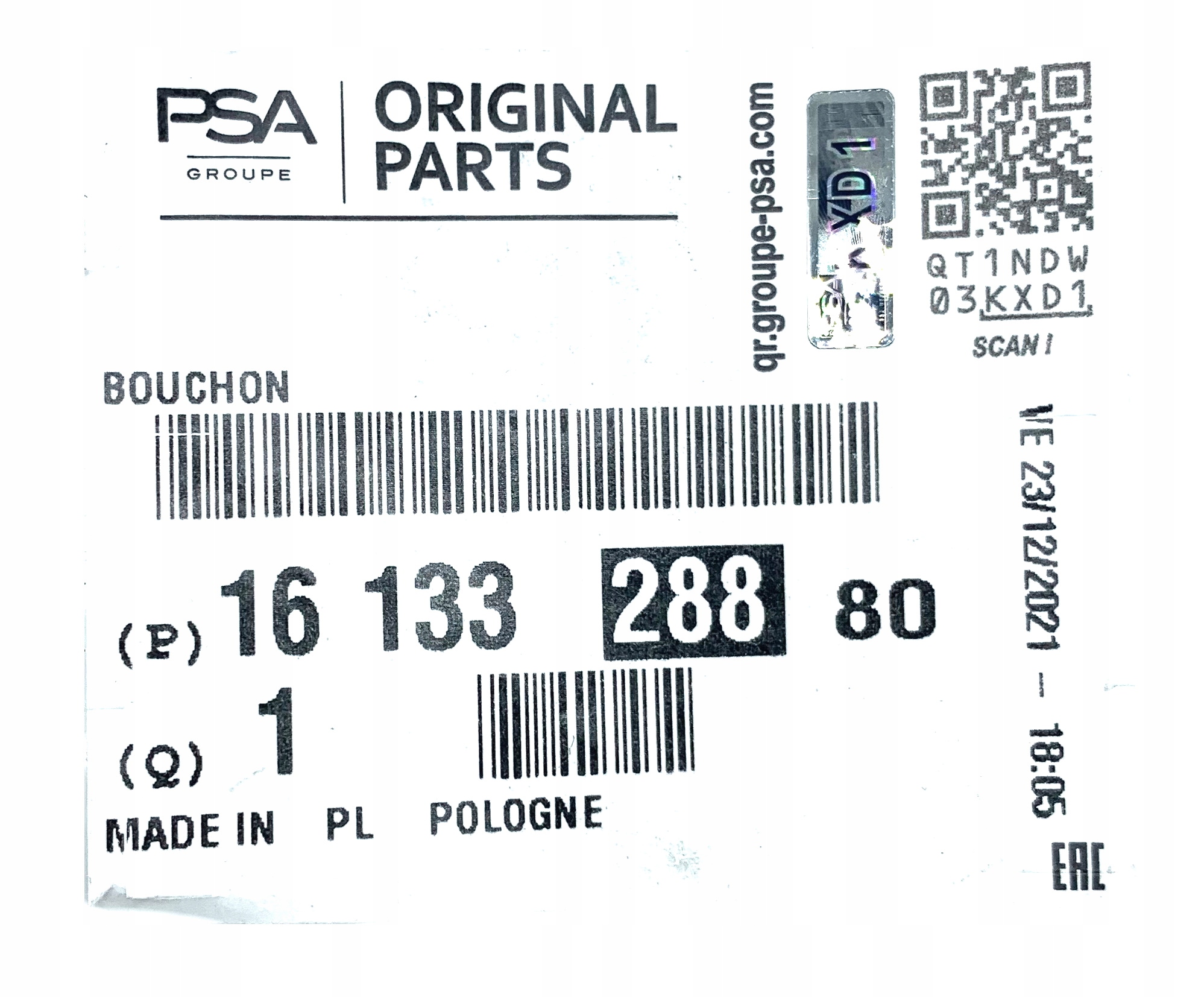 CITROEN PEUGEOT KOREK ZBIORNIKA PŁYNU HAMULCOWEGO ORYGINAŁ Producent części Citroen OE