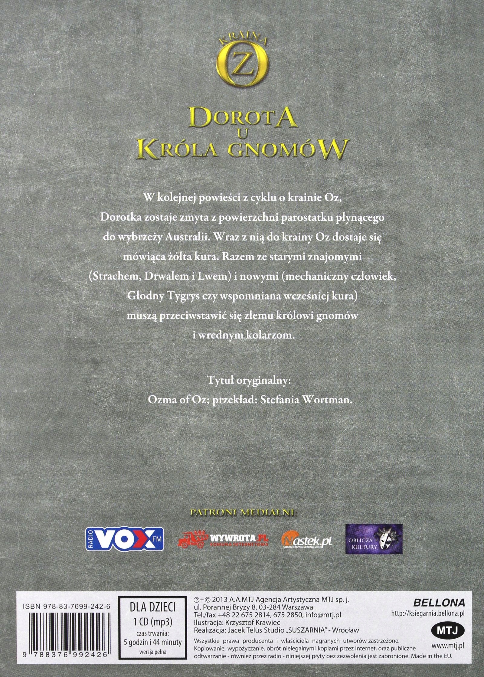 DOROTKA U KRÓLA GNOMÓW - L. FRANK BAUM [AUDIOBOOK] Stan opakowania oryginalne