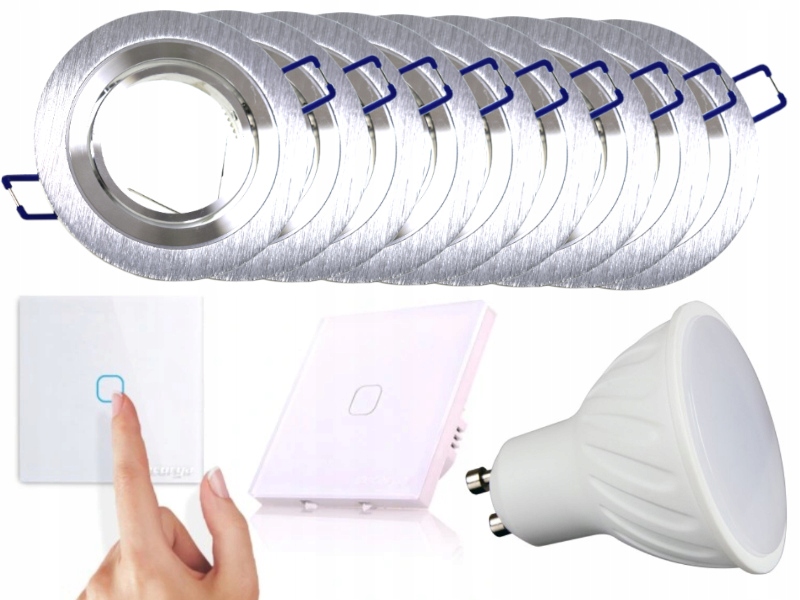Sada objímky Aluminium Led 9x Vypínač Žárovky