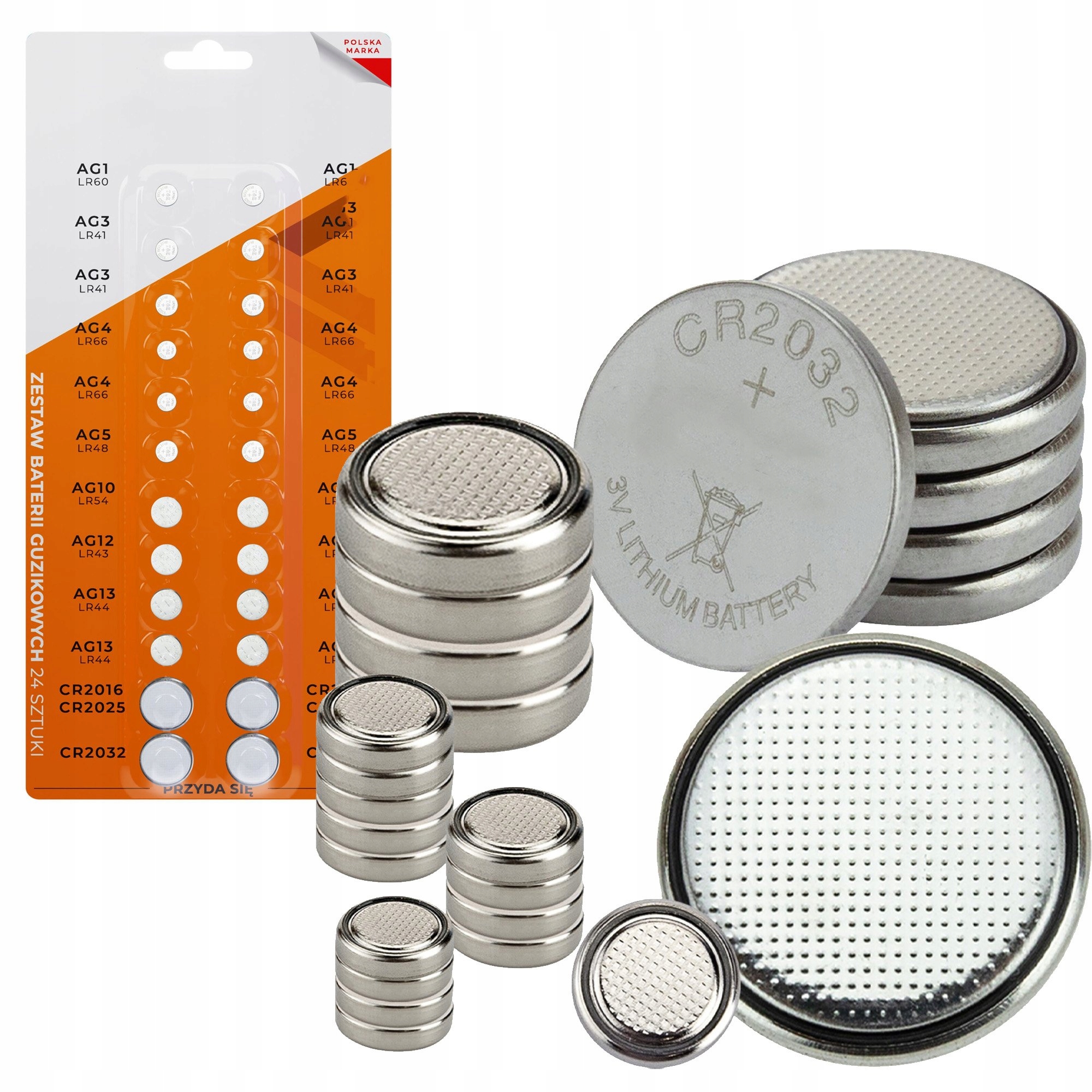 24x Bateria Guzikowa AG1 AG3 AG4 AG5 AG10 AG12 AG13 CR2016 CR2025 CR2032