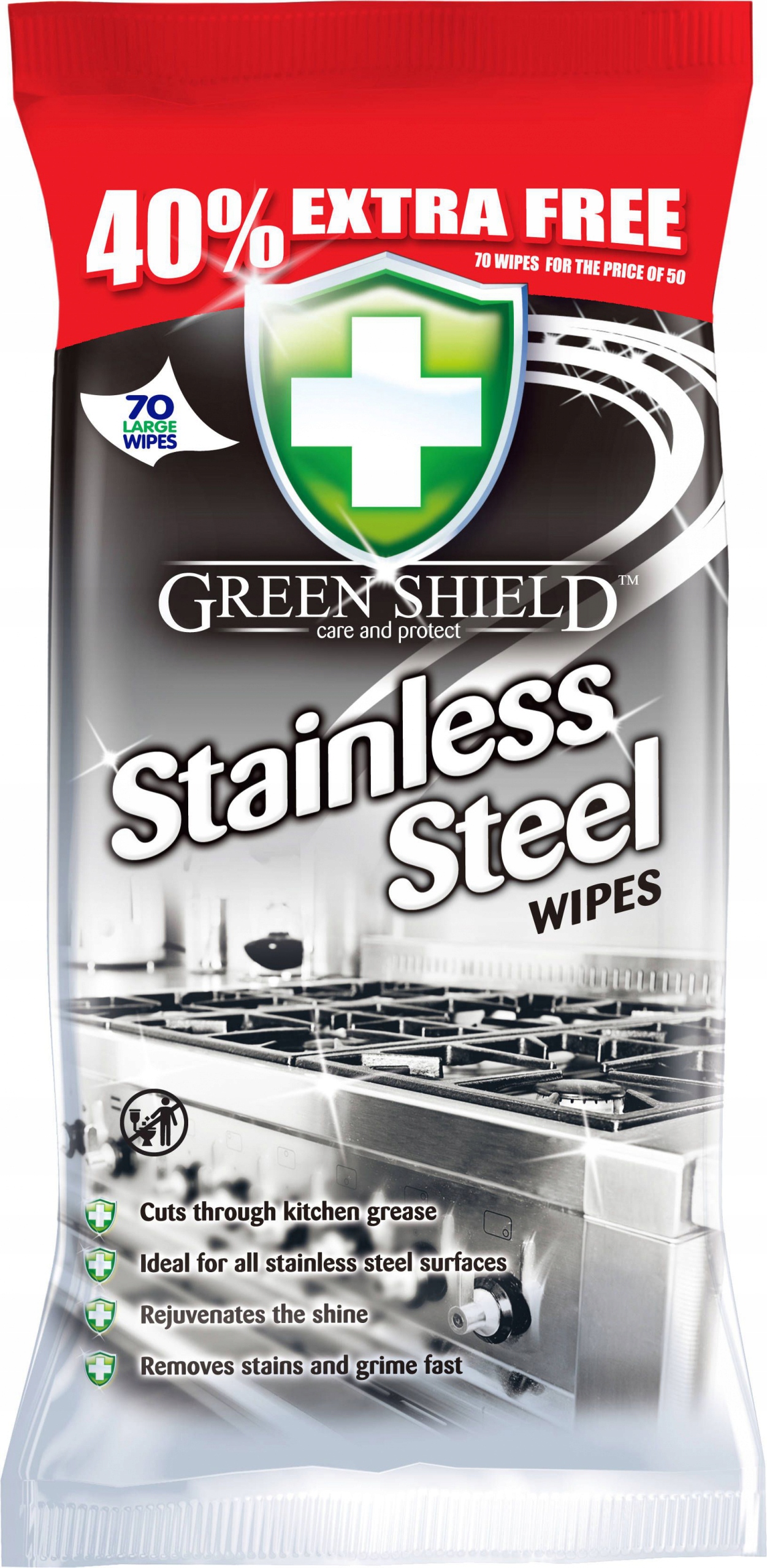 

Green Shield Chusteczki do stali nierdzewnej 70szt