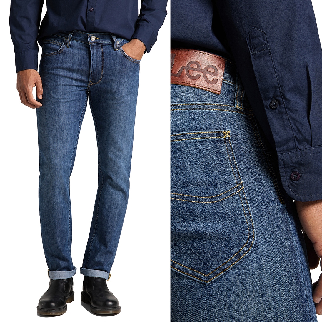 

Lee Daren Zip Fly Niebieskie Durabilit W31 L34
